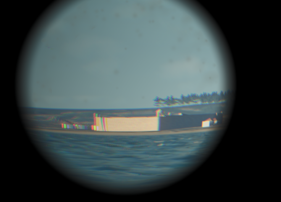 Observación de la costa con un catalejo