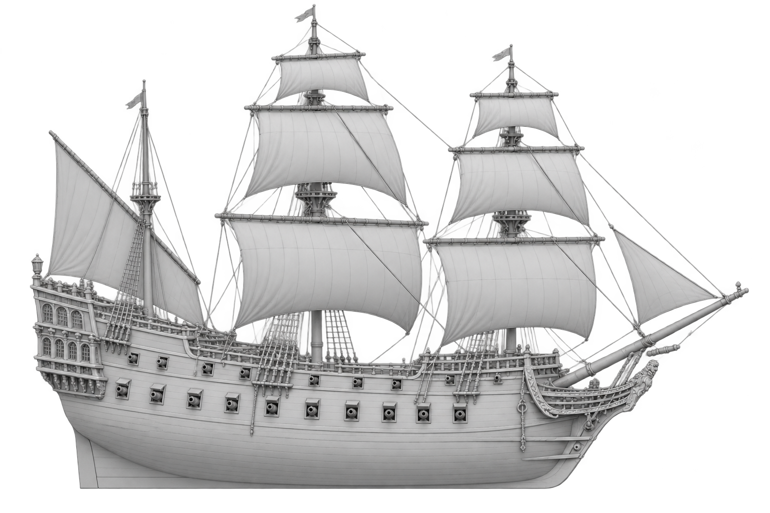 Galeón: perfil lateral