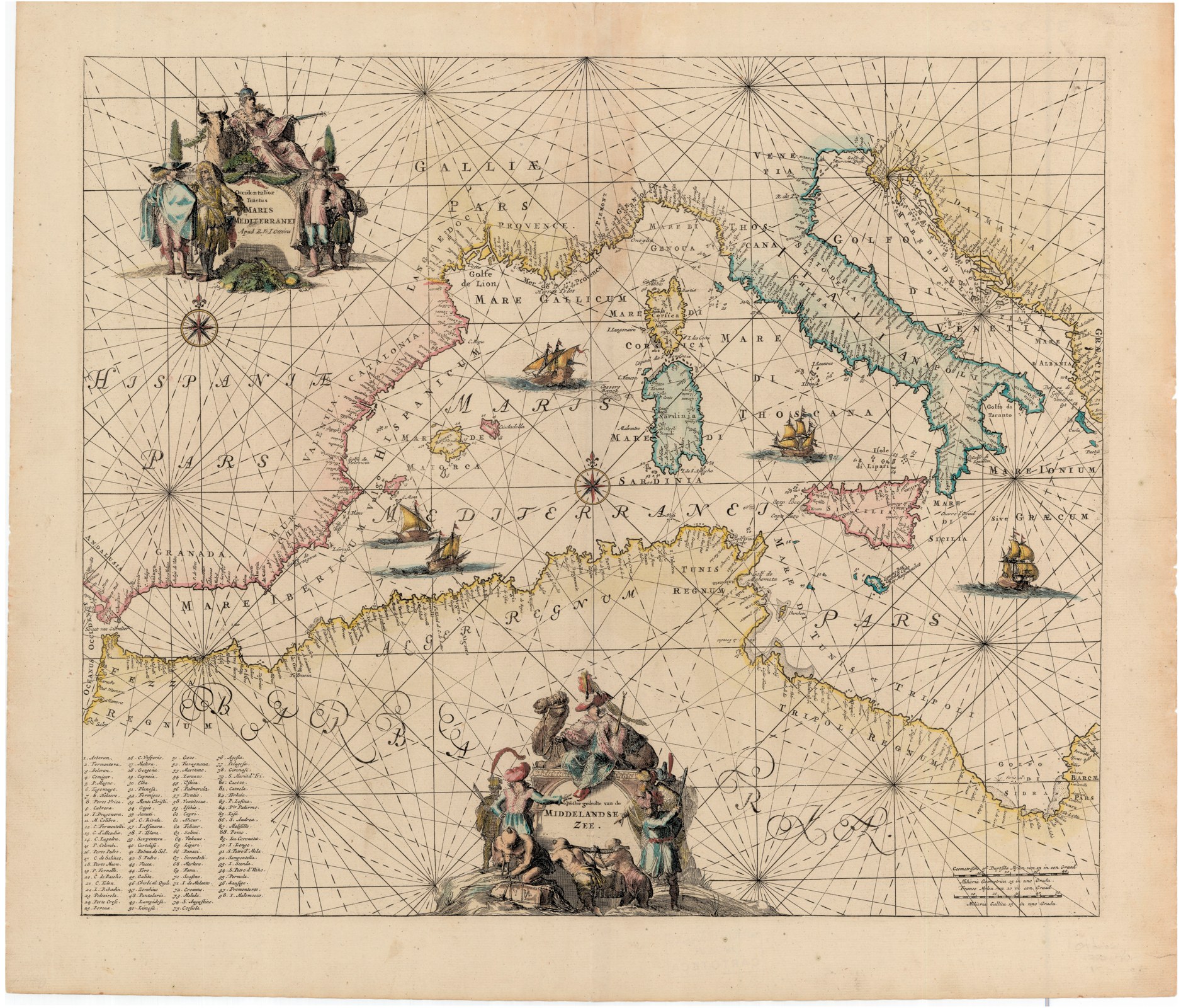 Carta del Mediterráneo de 1735